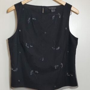 Express Women's Black Sleeveless Top Beaded